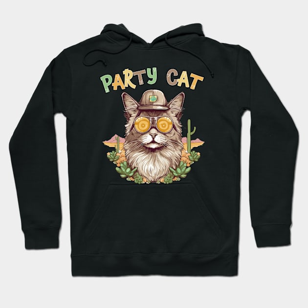 Party Cat in the Desert Hoodie by MC Digital Design